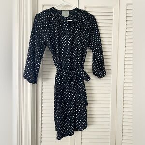 Maeve Navy Blue Dress with White Polka Dots